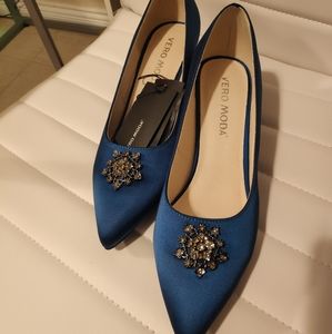 Vero Moda blue kitten heels snowflake embellished